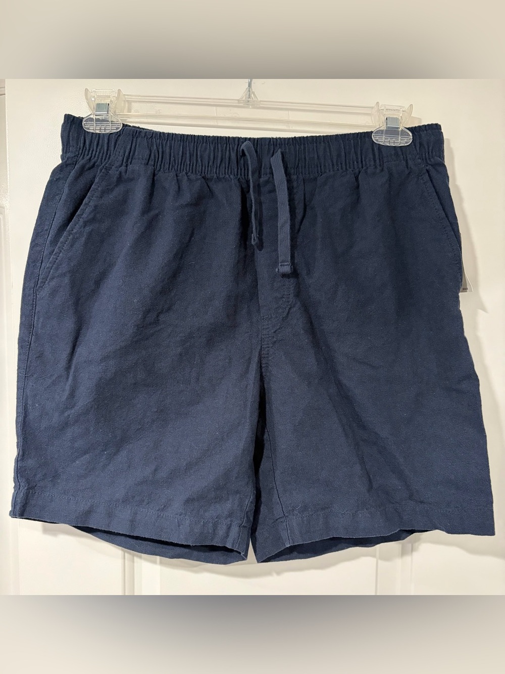 Navy Drawstring Linen Shorts